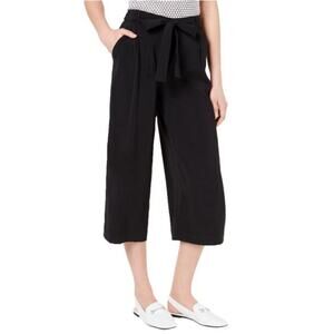 Maison Jules Black Wide Leg Tie Front Capri Pants Sz L